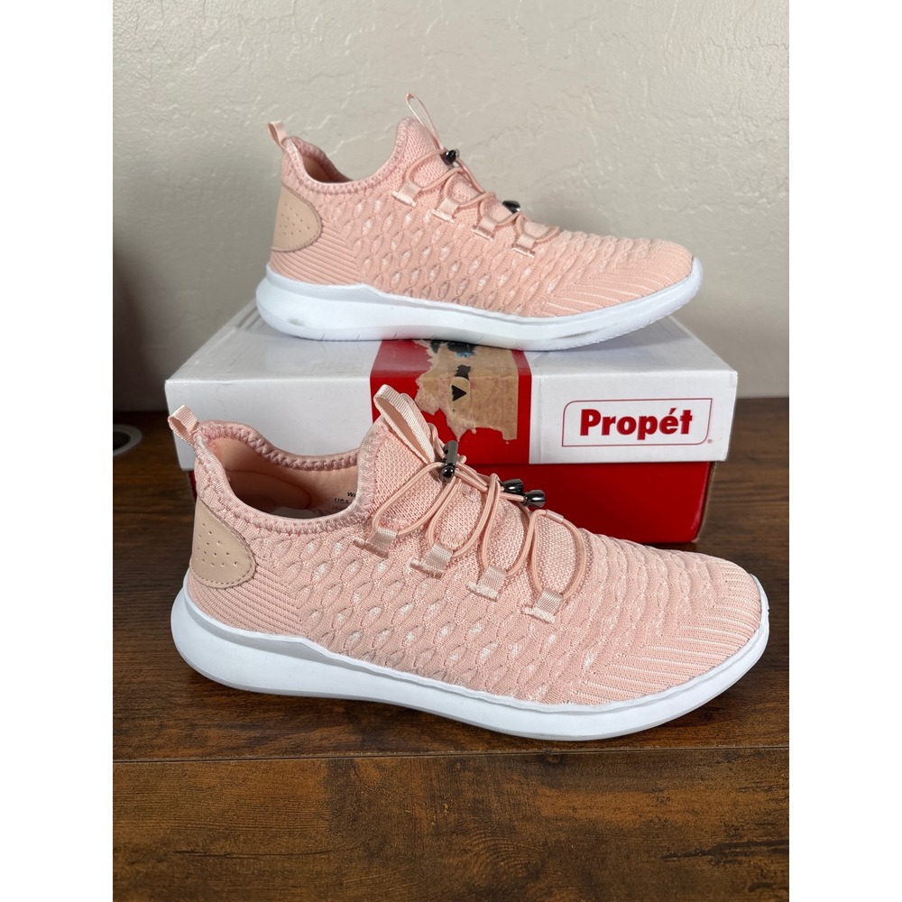 Propet Travelbound Womens 8.5 Pink Blush Knit Bungee Walking Sneaker‎ WAA132M